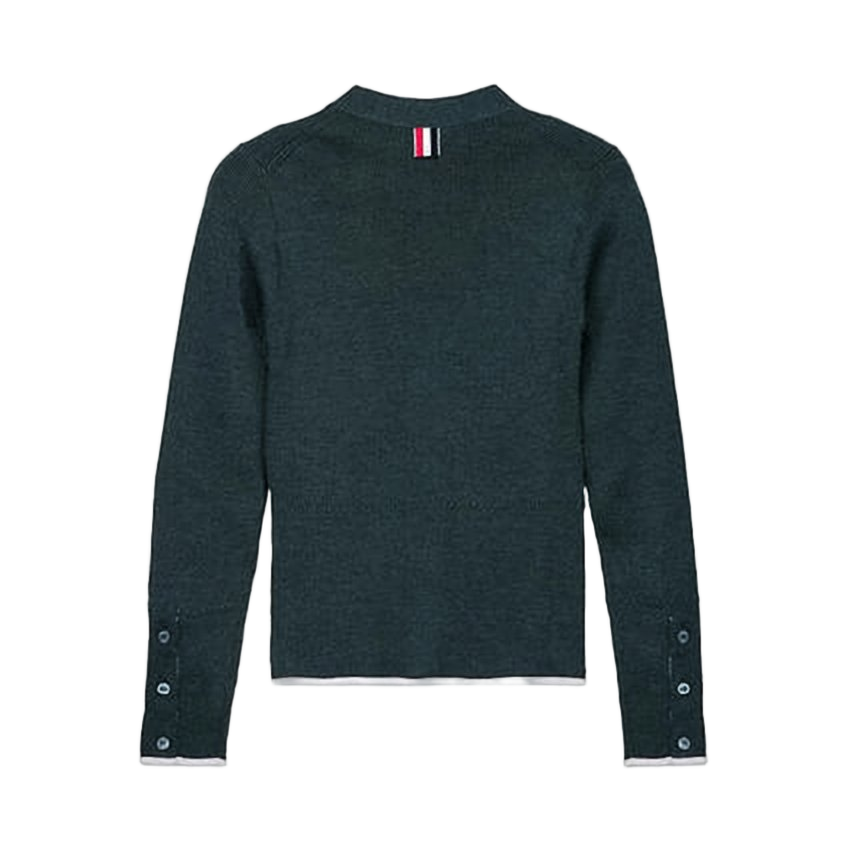 Deep V-Neck Knit Cardigan with Subtle Details