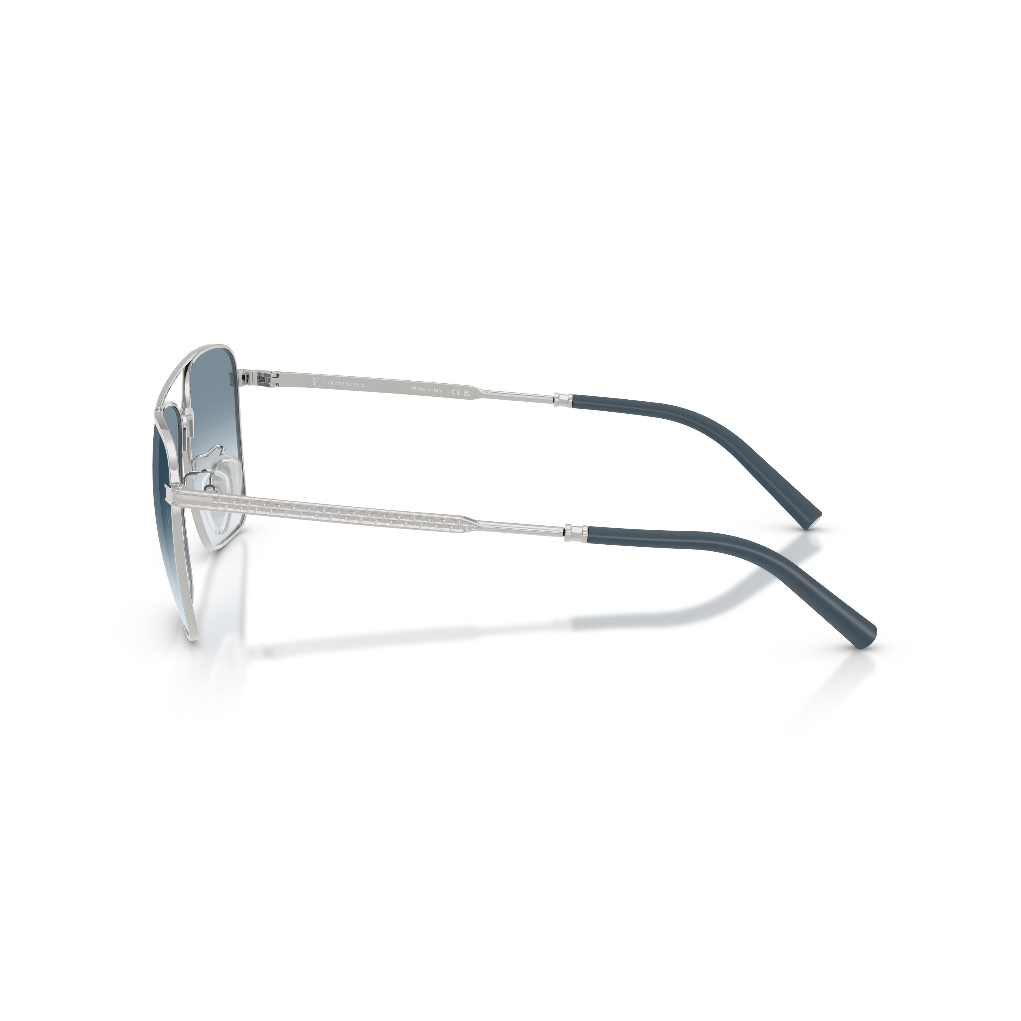 0ov1362s Square Metal Frame Sunglasses with Gradient Blue Lenses
