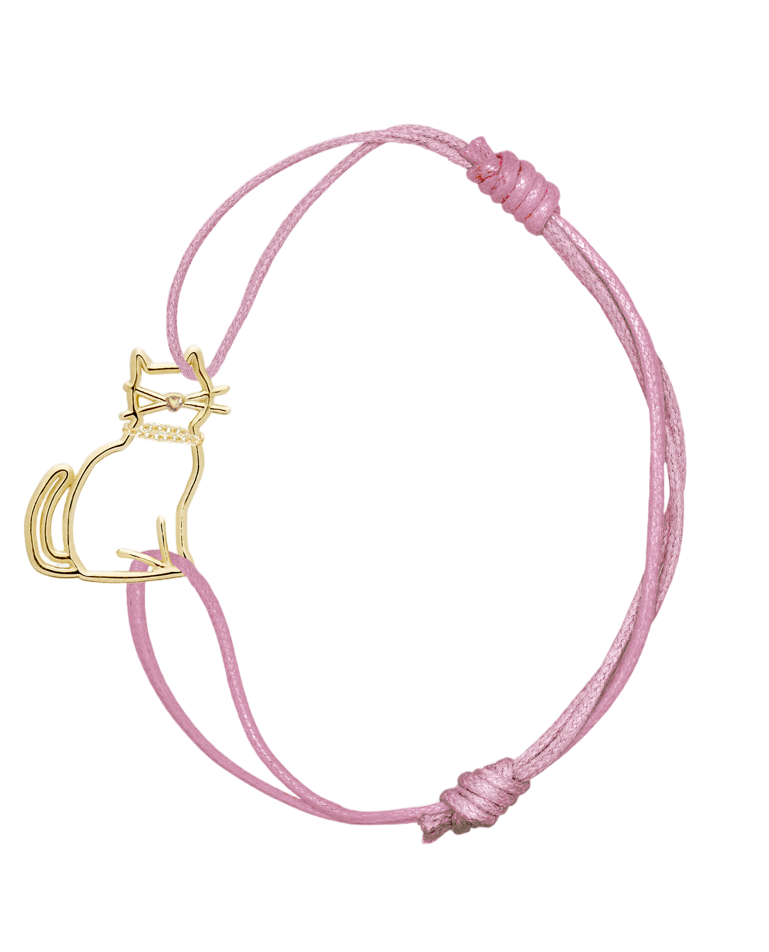 Pink Miau 9K Gold Cotton Cord Bracelet