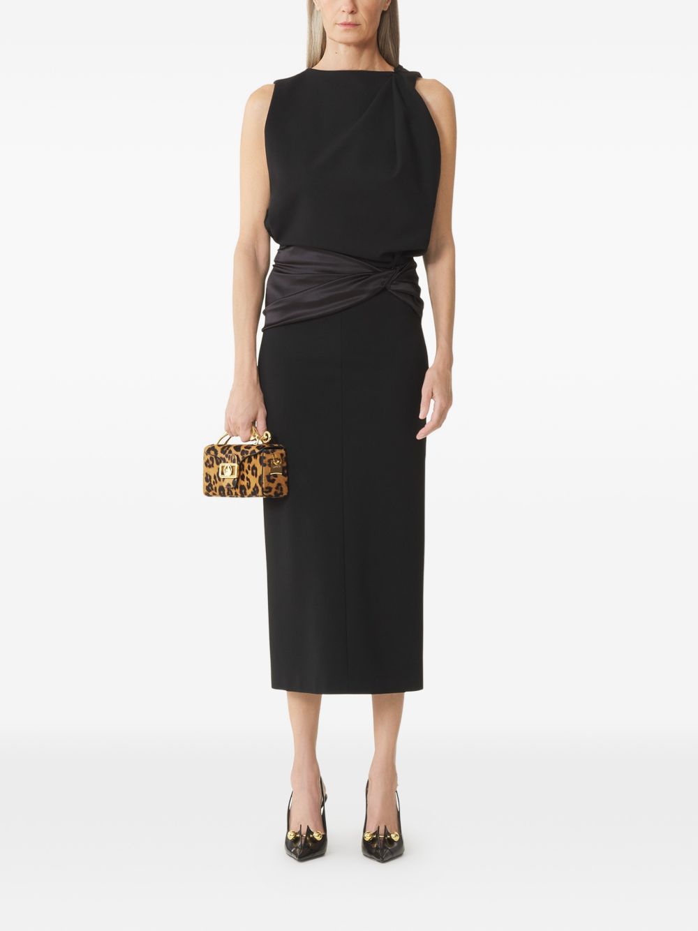 Open Back Midi Dress with Satin Detail