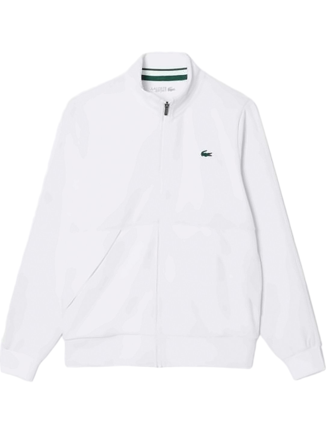 Minimalist White Zip-Up Training Jacket with Ribbed Cuffs