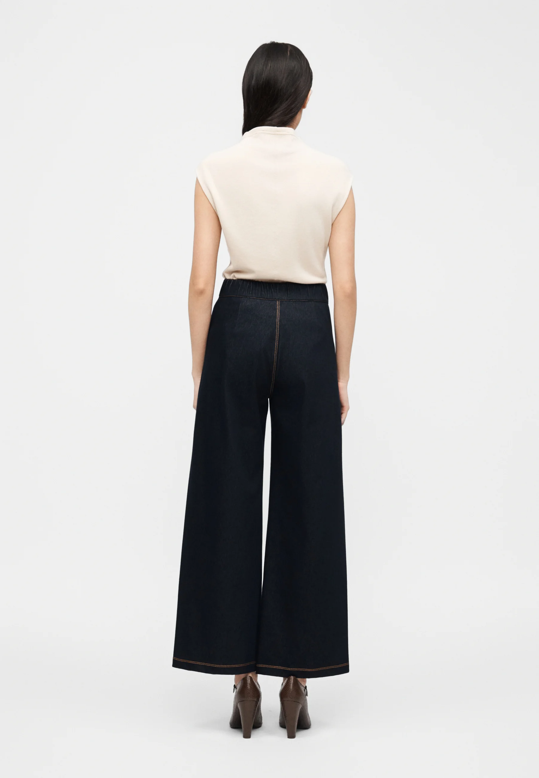 Navy Blue Cotton Blend Trousers