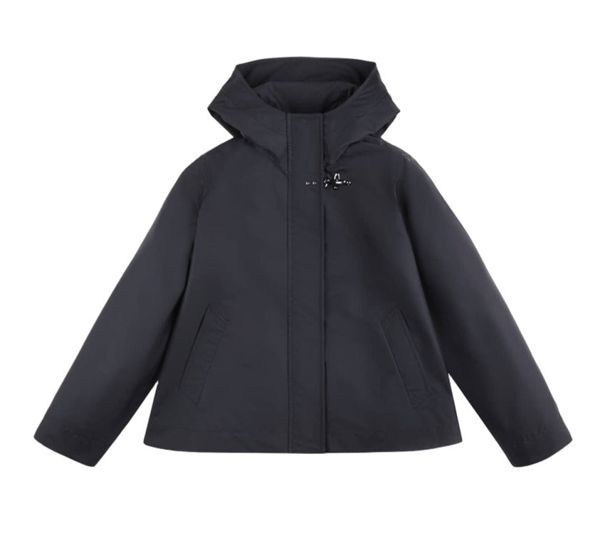 Short Parka in Water-Repellent Technical Poplin