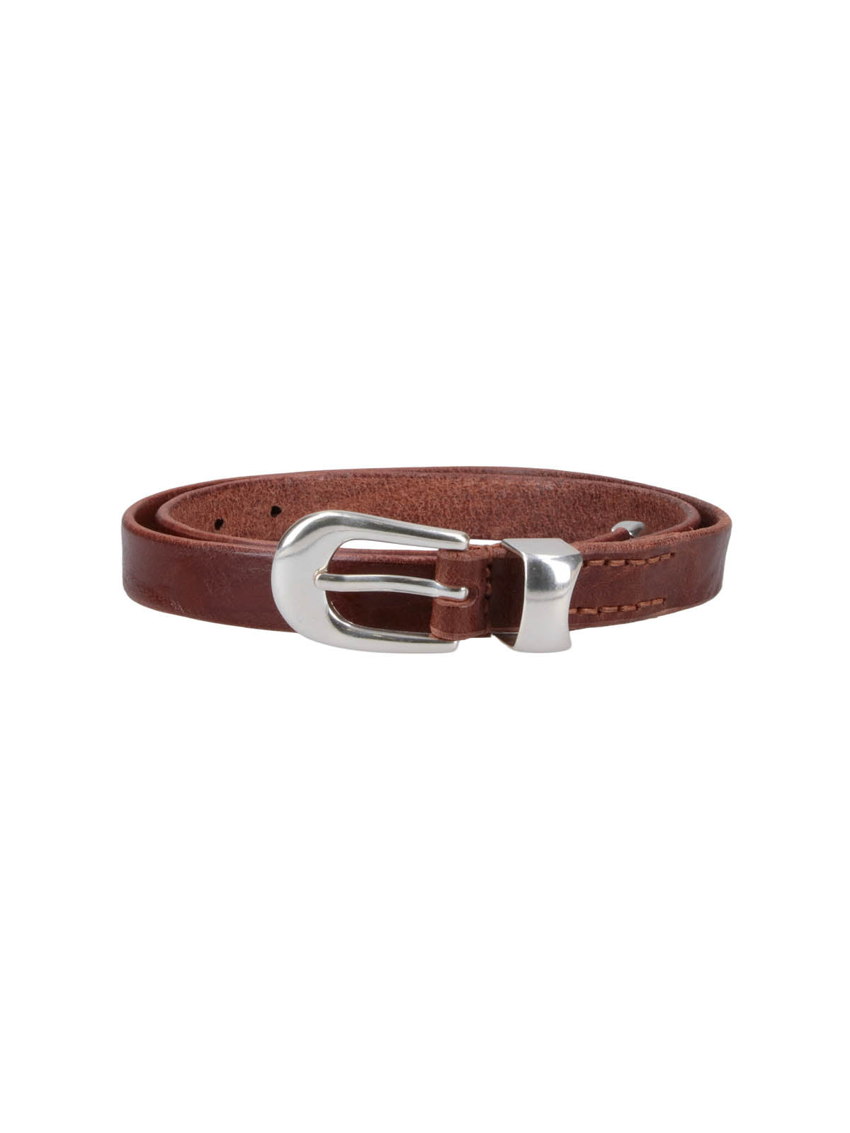 Brown Slim Leather Adjustable Belt