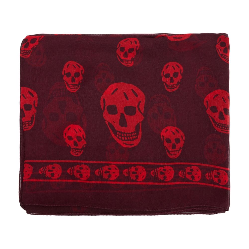 Ca Skull Scarf - Alexander McQueen - Silk - Burgundy
