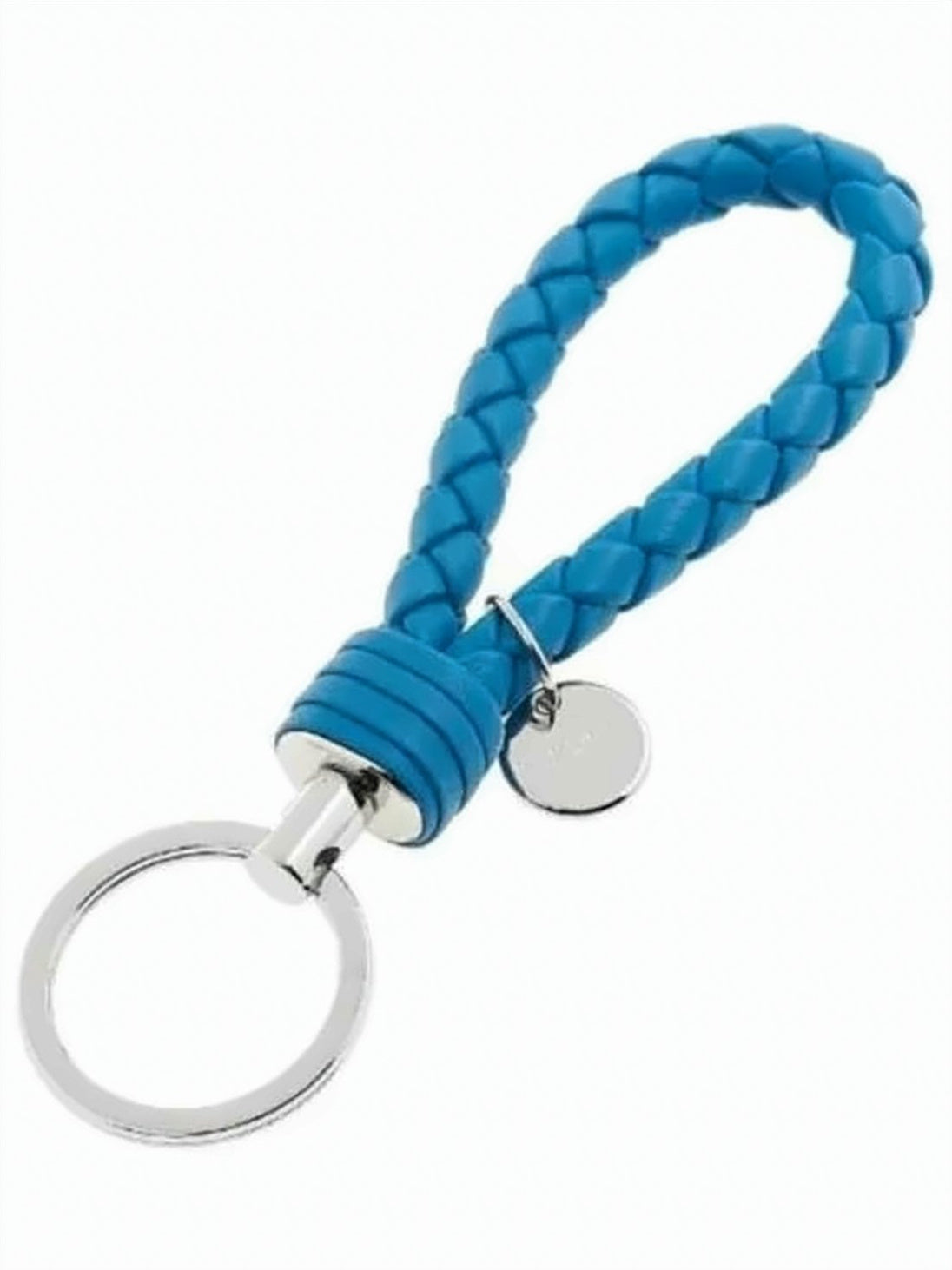 Braided Blue Keyring with Silver-tone Charm