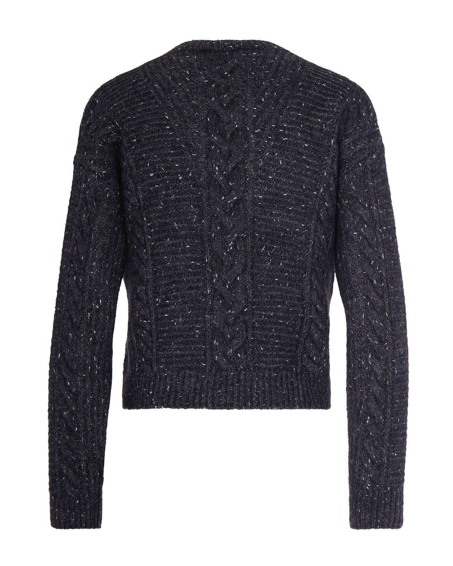 Cropped Boxy Sweater With Textured Cable Knit