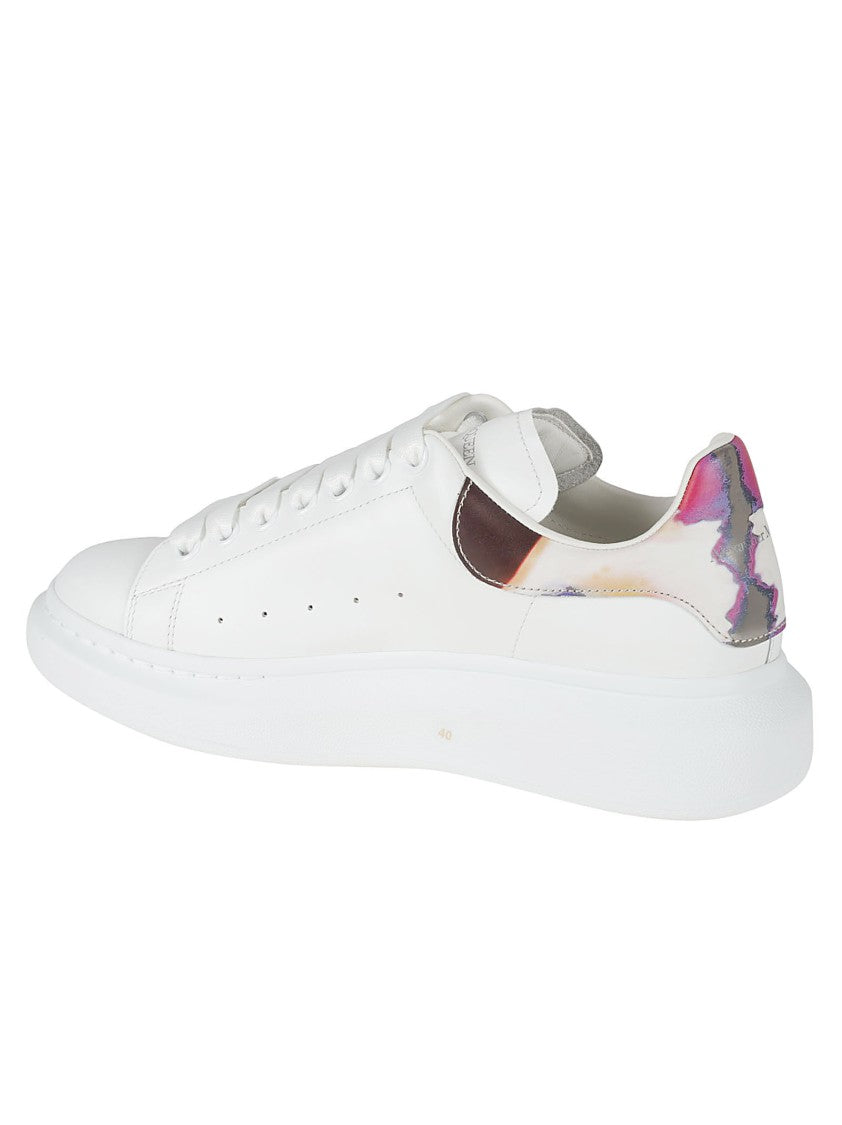 White Sneakers With Colorful Heel Accent