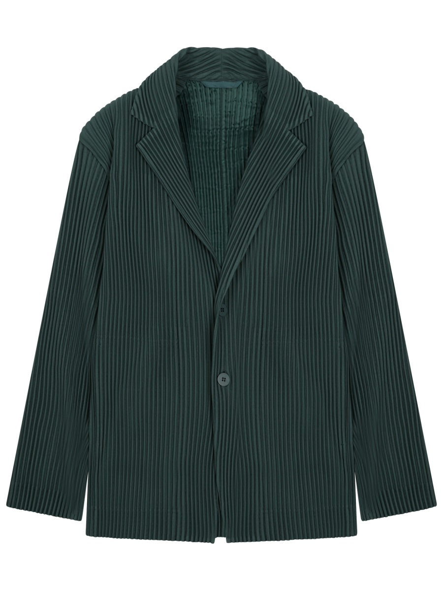 Textured Pleated Jacket With Classic Lapel