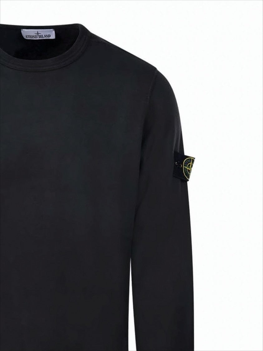 Minimalist Long-Sleeve Black Sweatshirt with Ribbed Cuffs