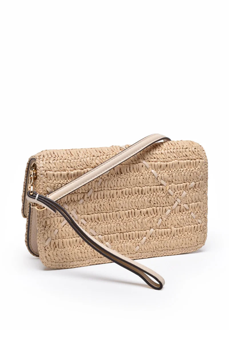 Britten Rafia Crochet Shoulder Bag - Beige