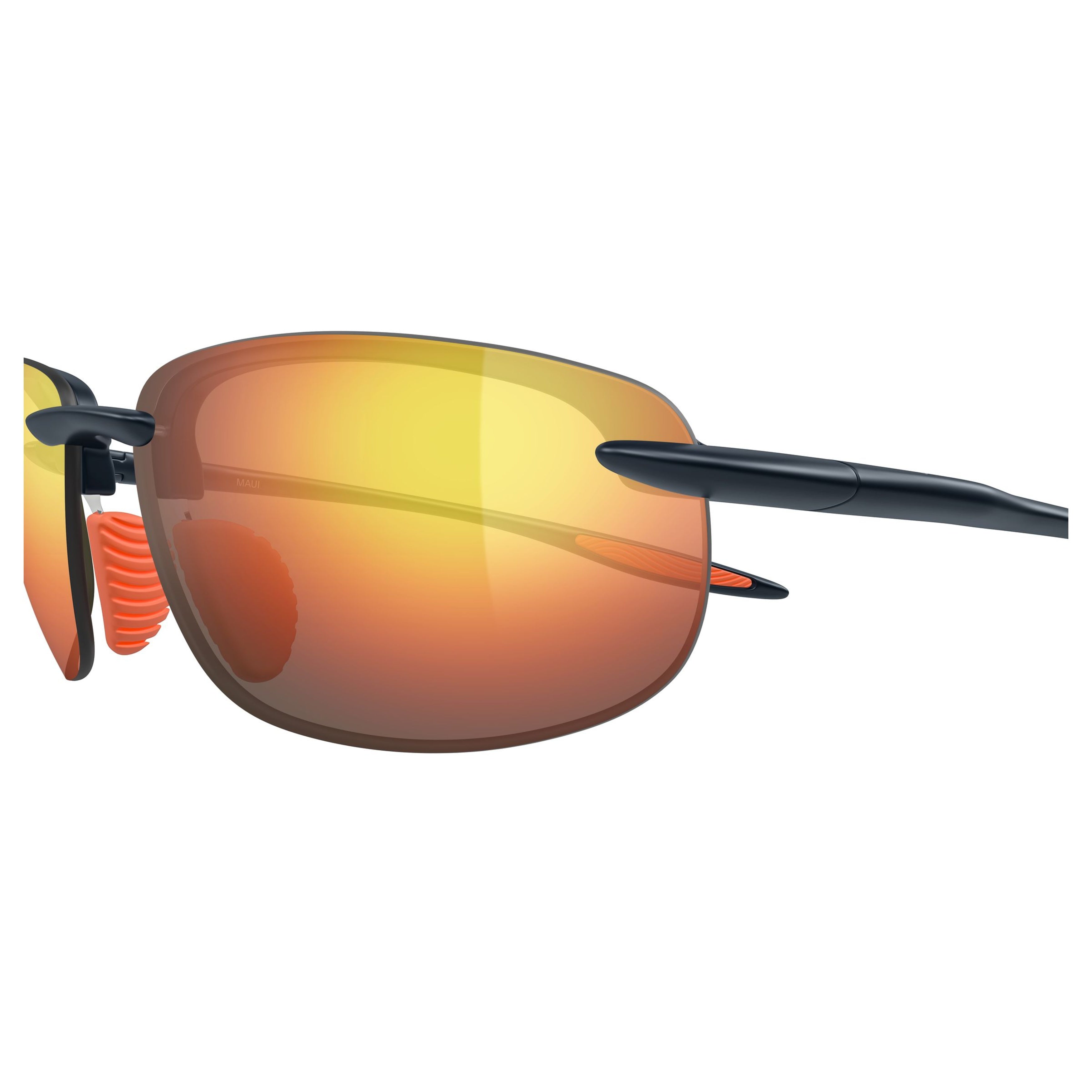 Hookipa Ultra Rimless Black Sunglasses with Mirrored Orange Lenses
