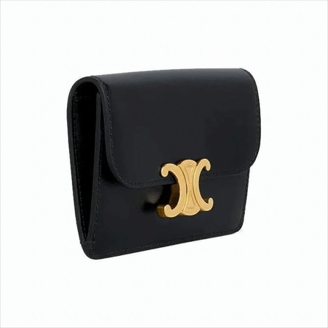 Compact Black Leather Card Wallet