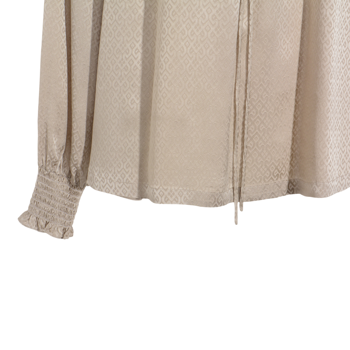 Ruffled Neckline Blouse with Puff Sleeves