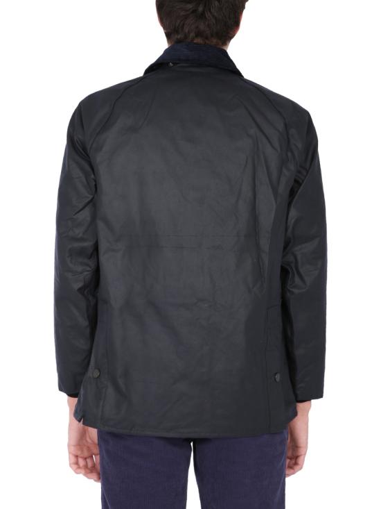 Black Waxed Cotton Barbour Jacket With Corduroy Collar