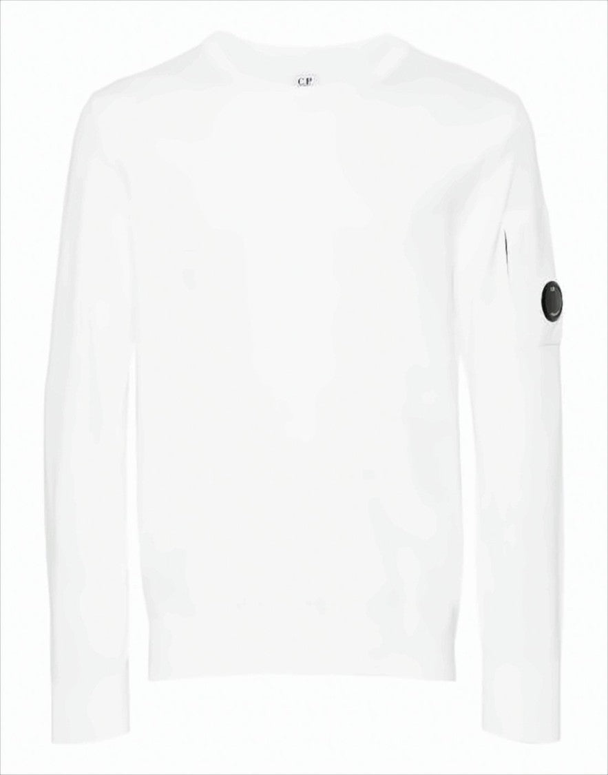 Minimalist White Sweater With Unique Lens Detail