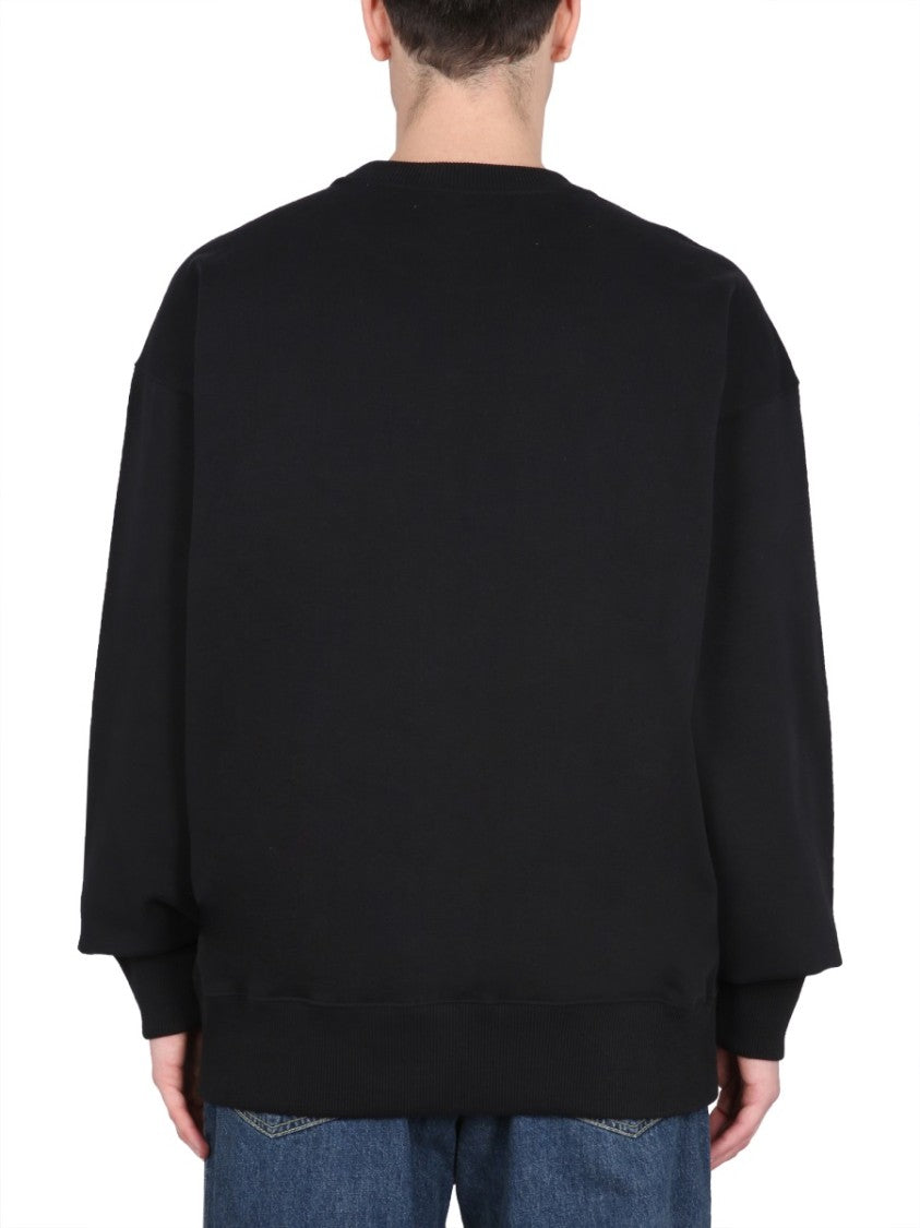 Oversized Black Sweatshirt With Prominent Logo Print