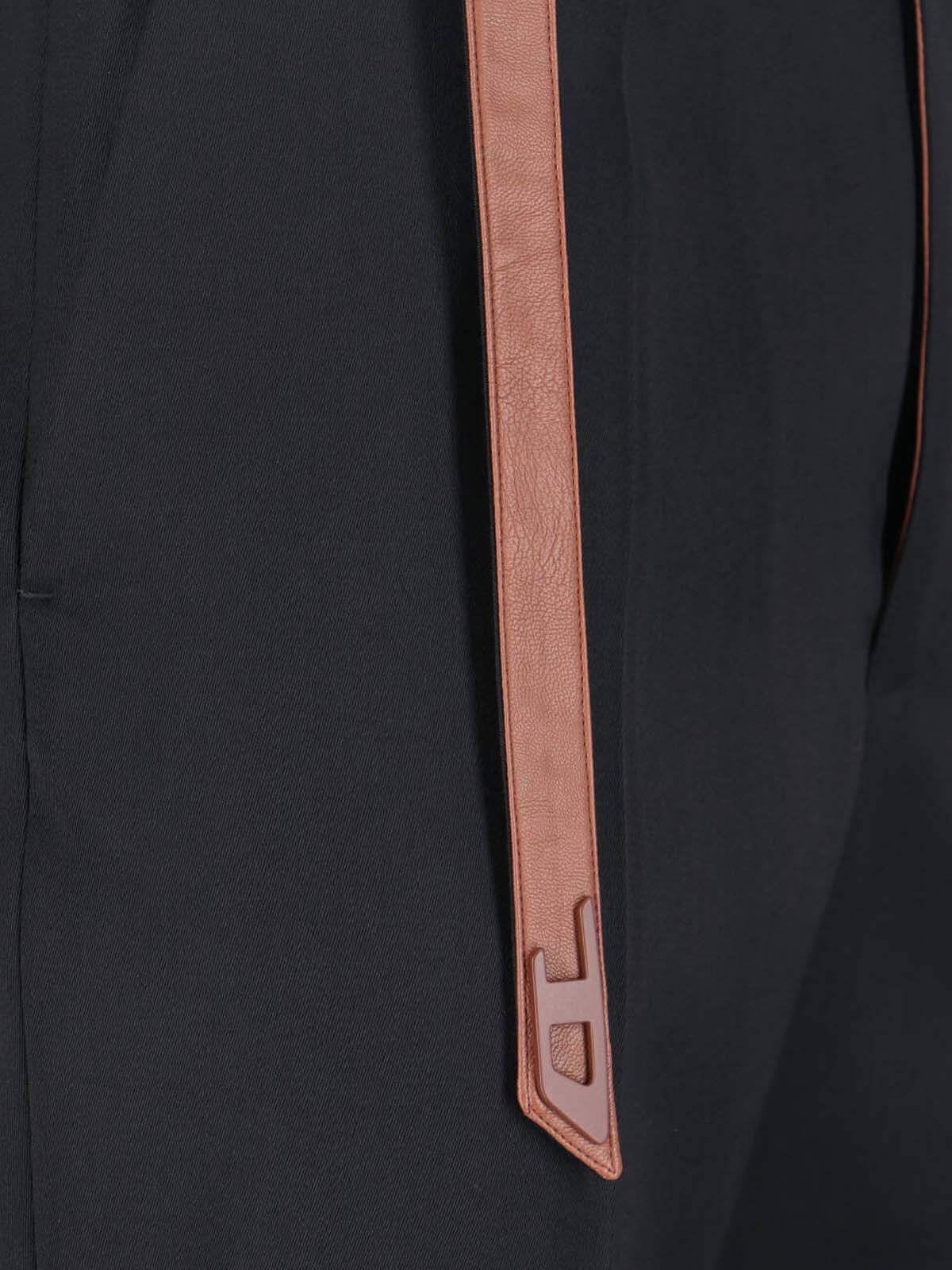 Black Tailored Biker Belt Straight Trousers