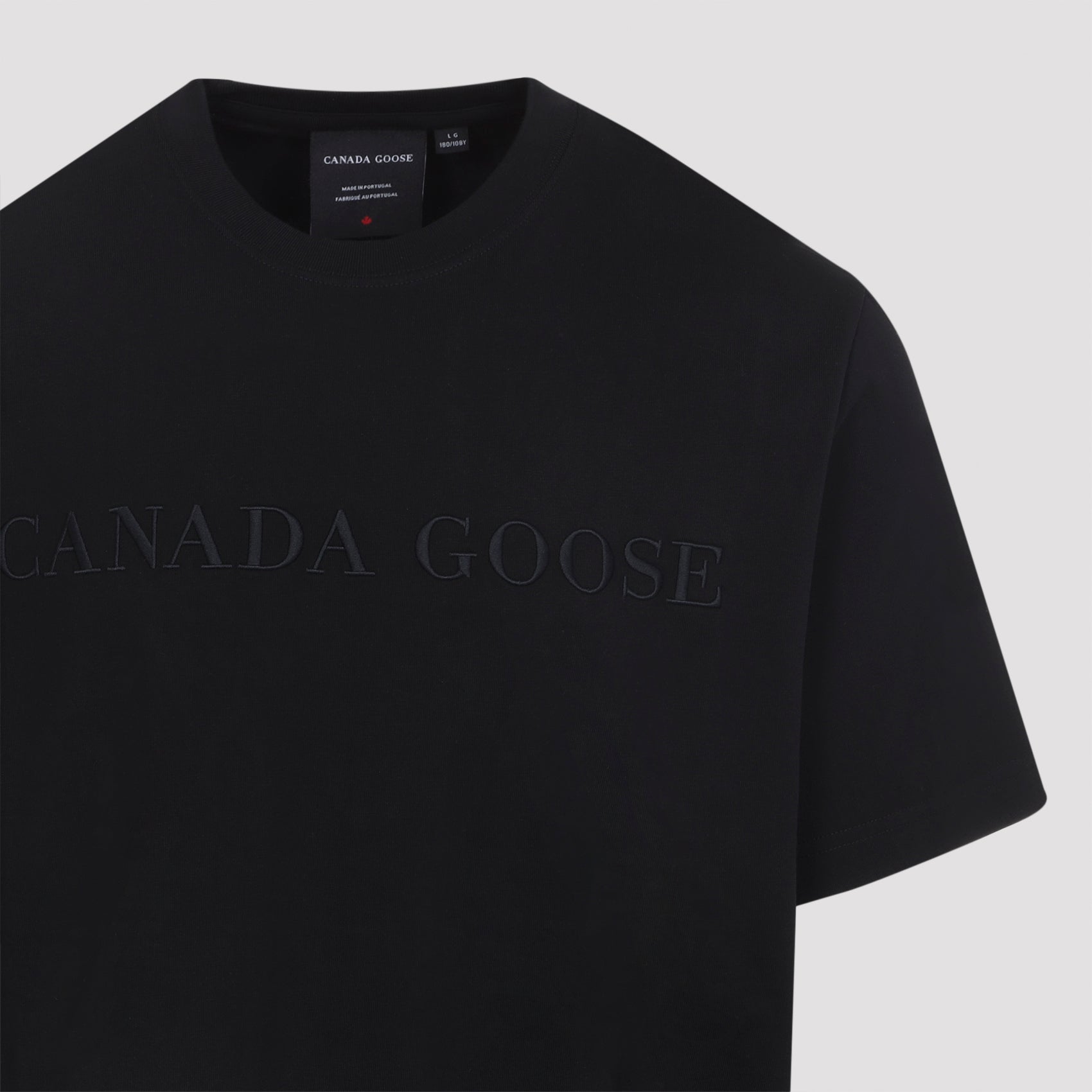 Short-Sleeve Black T-Shirt with Embossed Detail