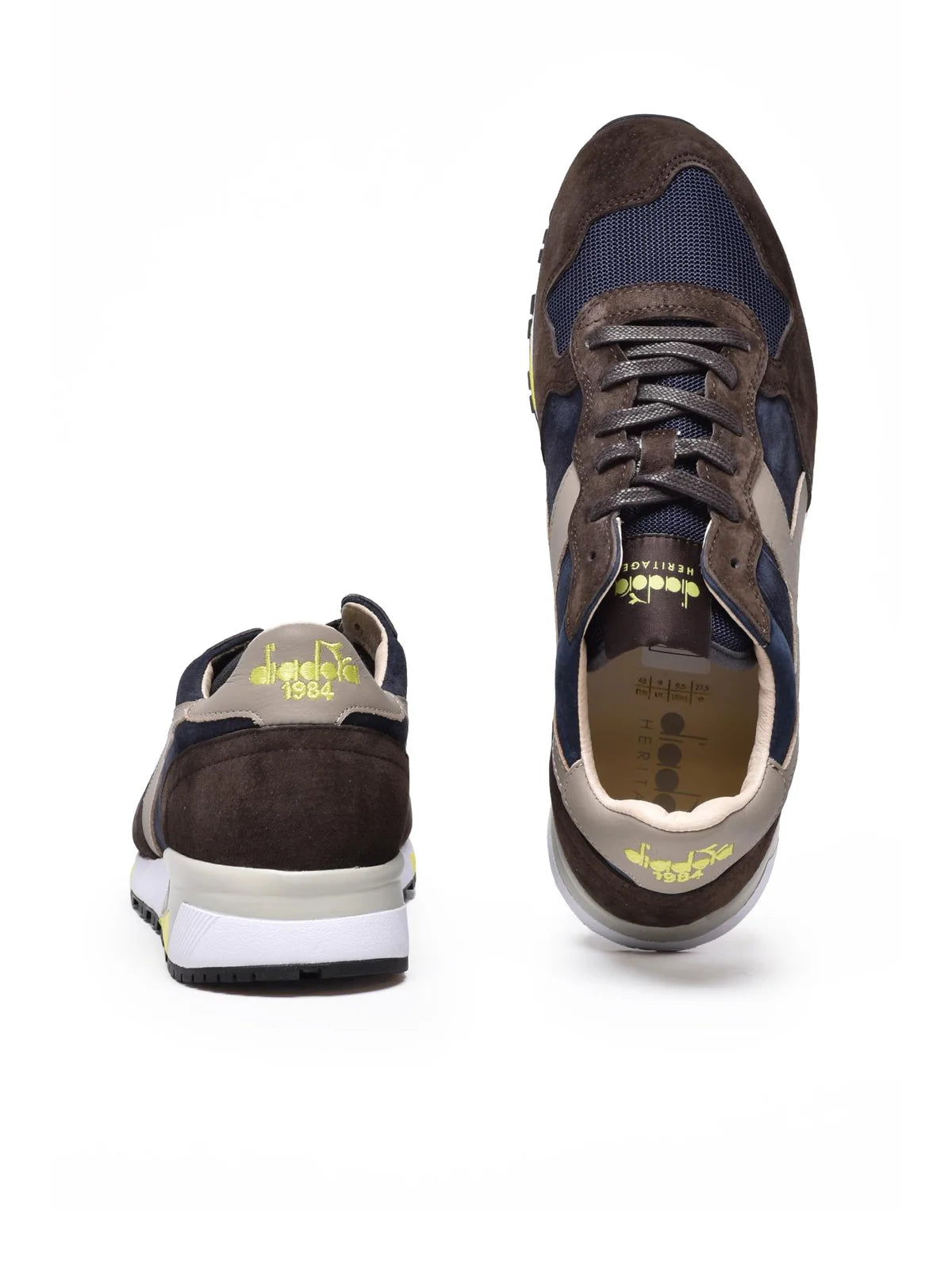 Brown Blue Leather Polyester Suede Sneakers