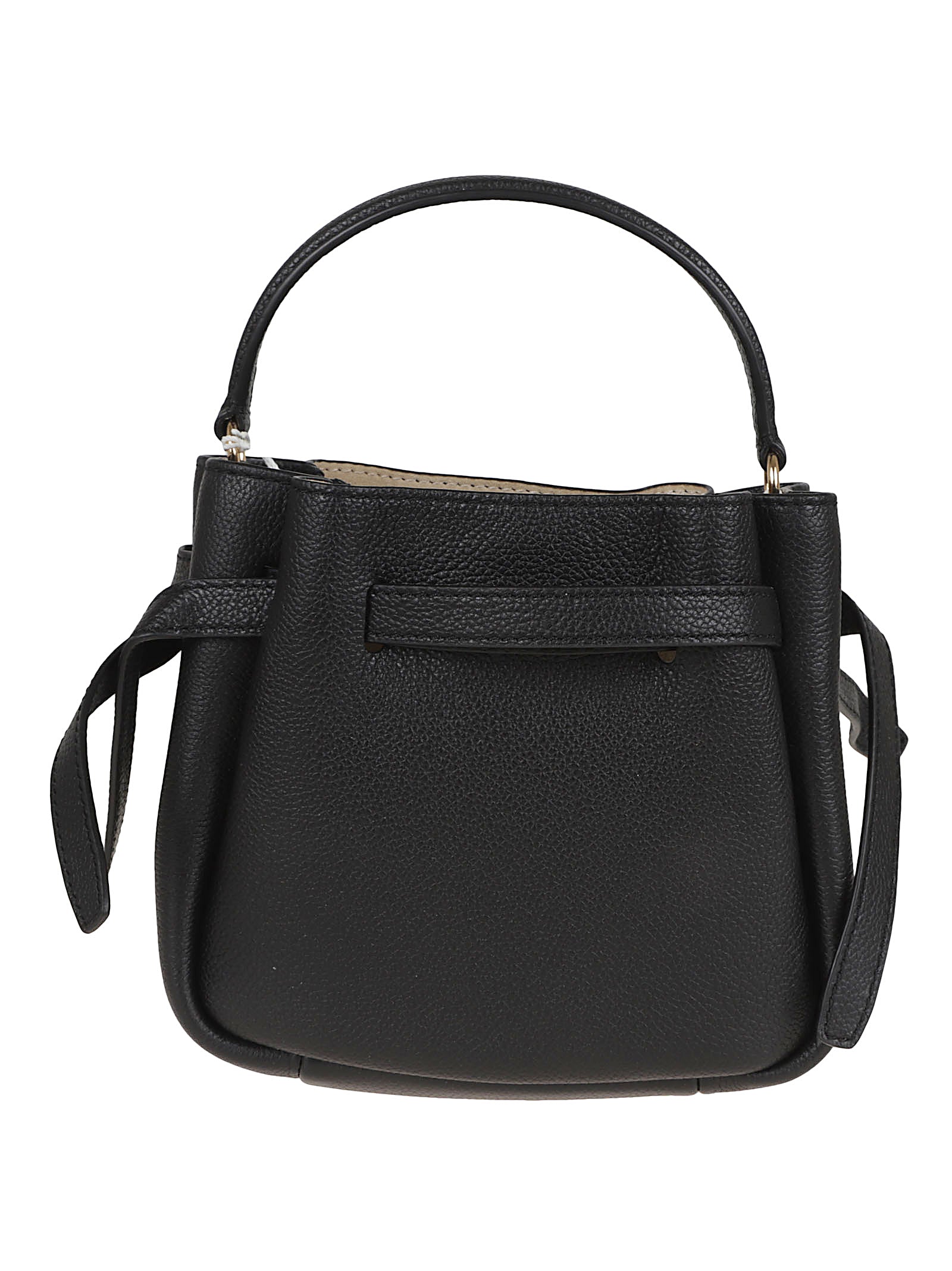 Textured Black Leather Shoulder Bag