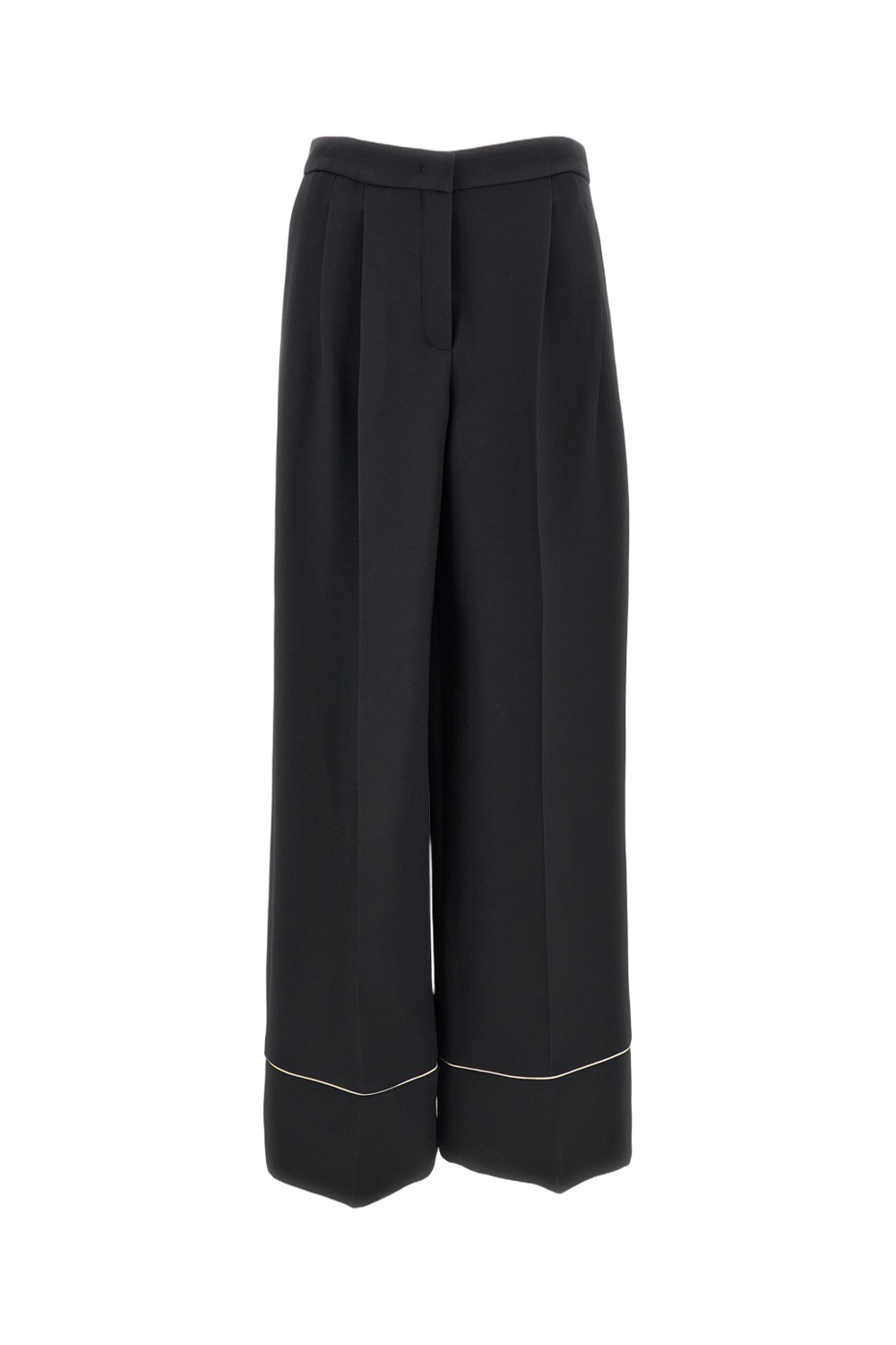Straight-Leg Tailored Trousers with Contrast Piping