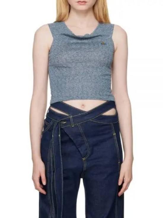 Textured Linen and Tweed Sleeveless Cropped Top