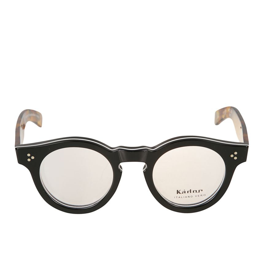 Mondo Bold Round Frame Eyeglasses with Tortoiseshell Temples