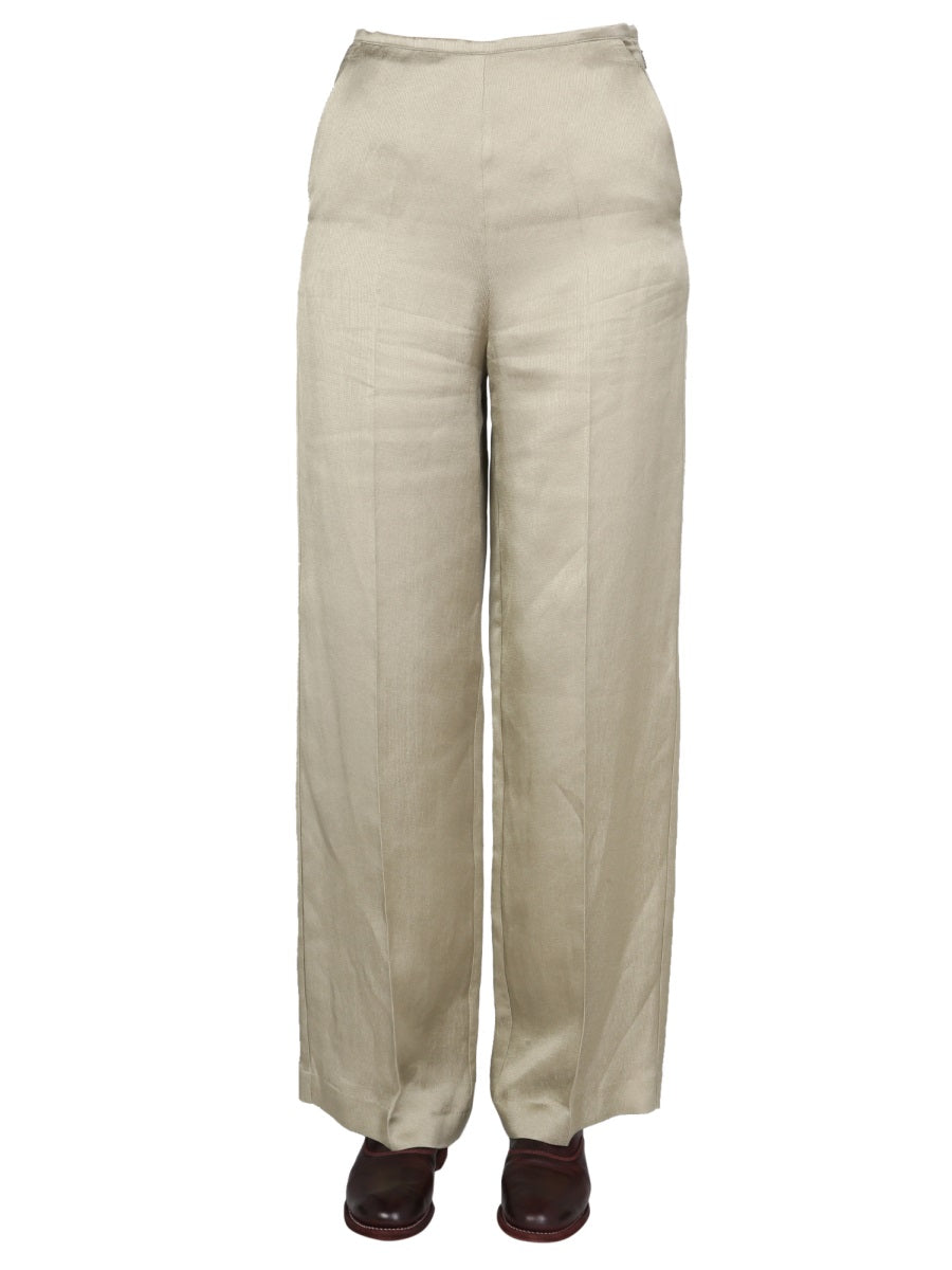 Wide-Leg Satin Trousers With Side Hook