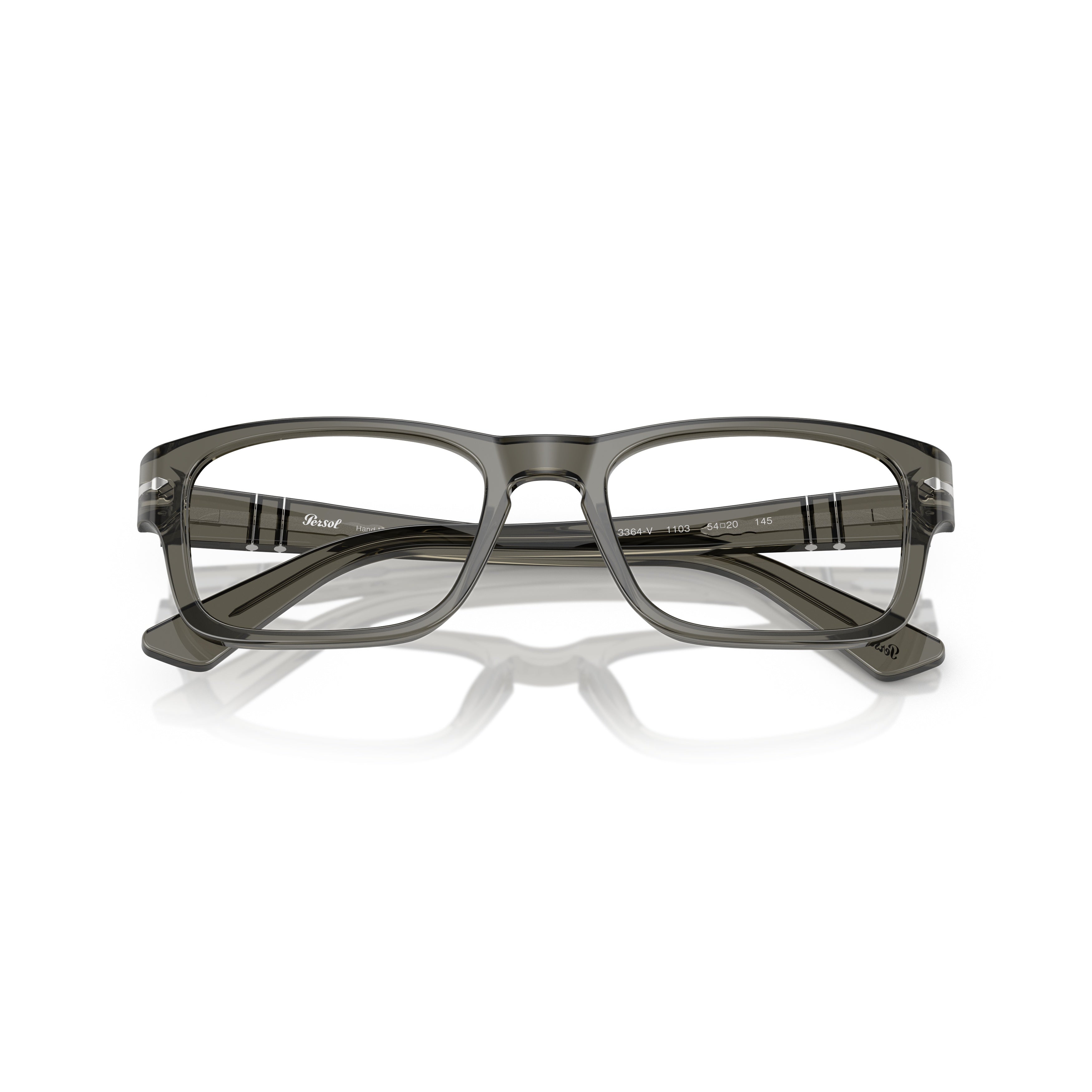 0po3364v Translucent Grey Acetate Rectangular Eyeglasses