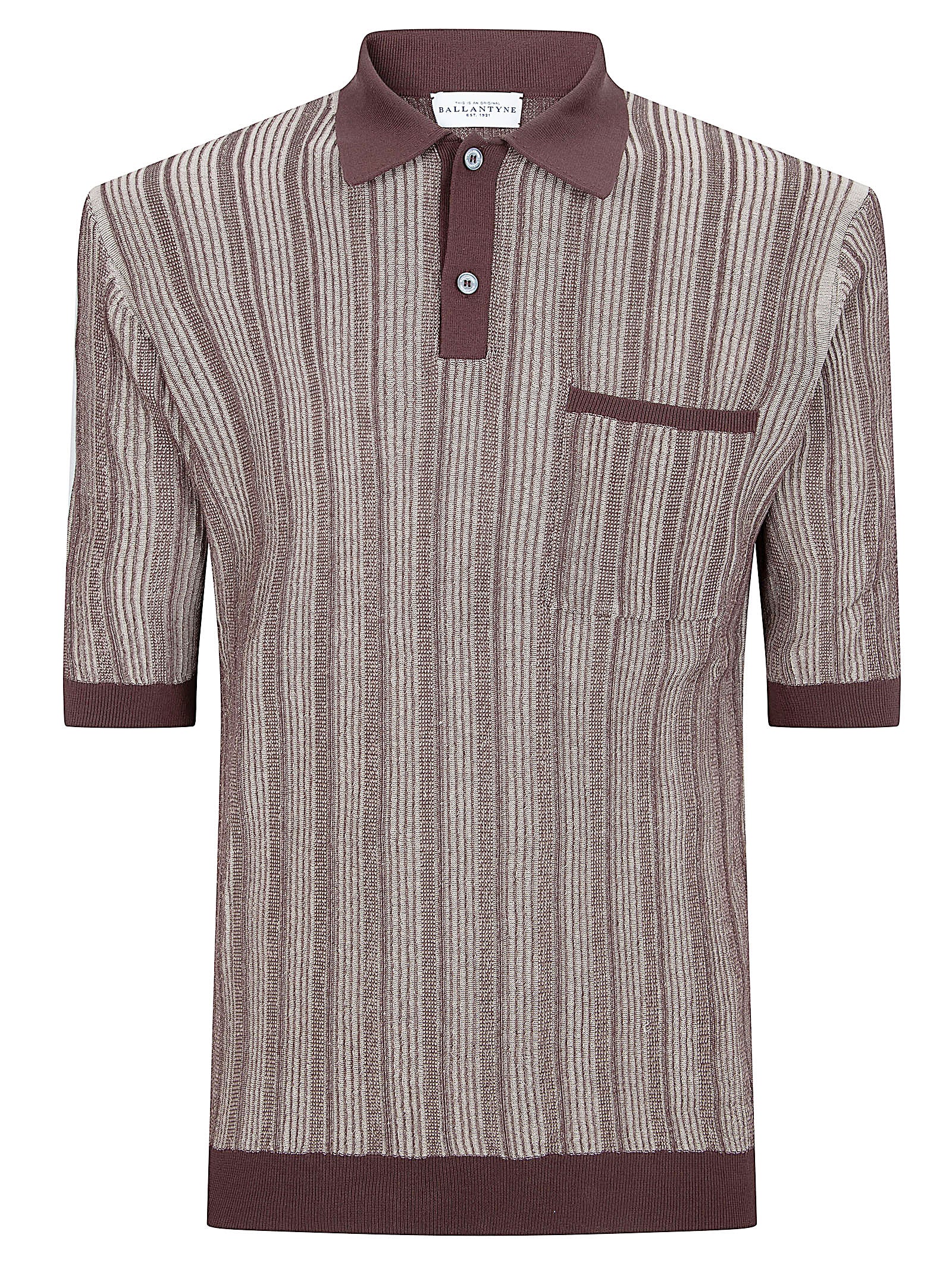 Textured Striped Polo Shirt with Classic Collar and Chest Pocket