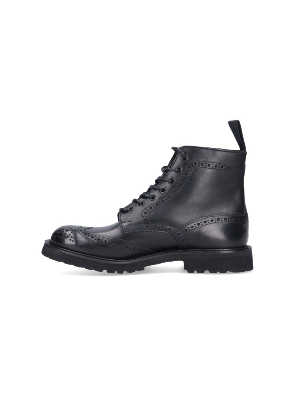 Round Toe Brogue Leather Boots