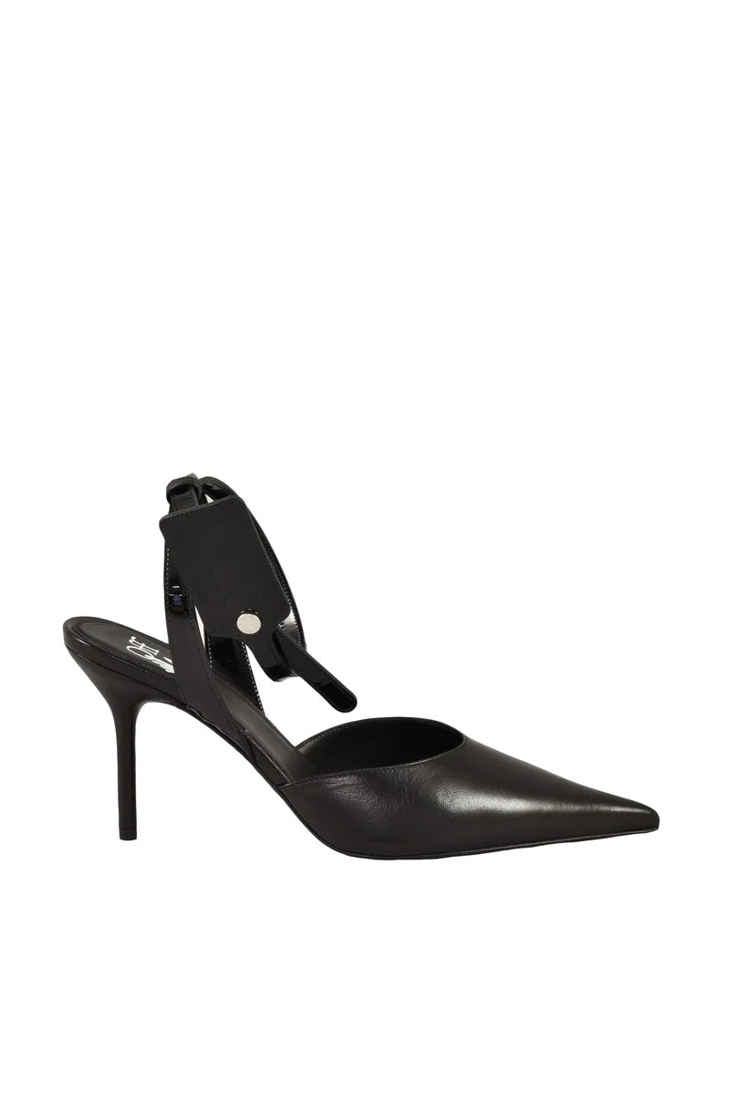 Pointed Toe Sandal Heel 10cm - Black