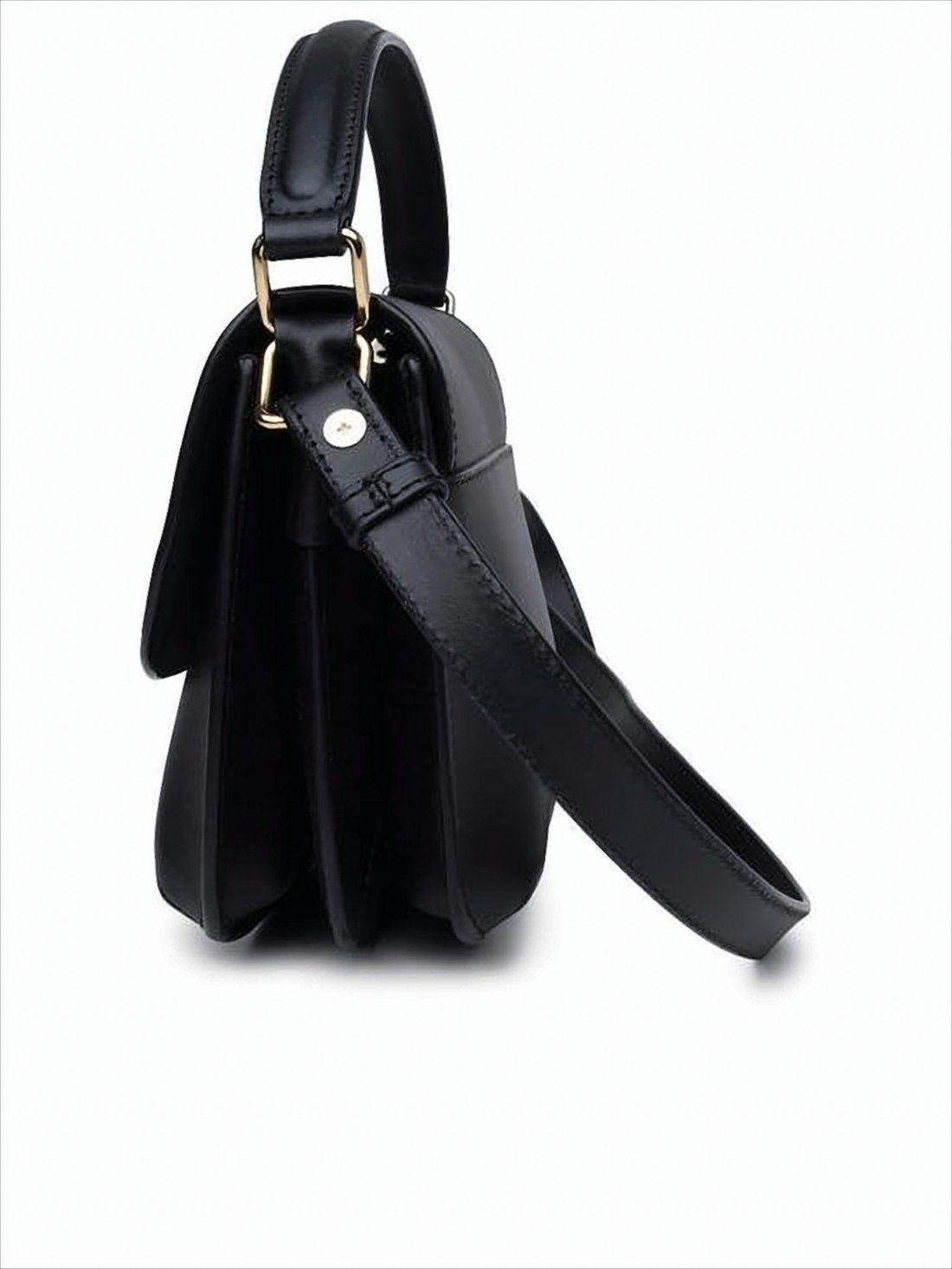 Structured Flap Shoulder Bag in Smooth Cow Leather