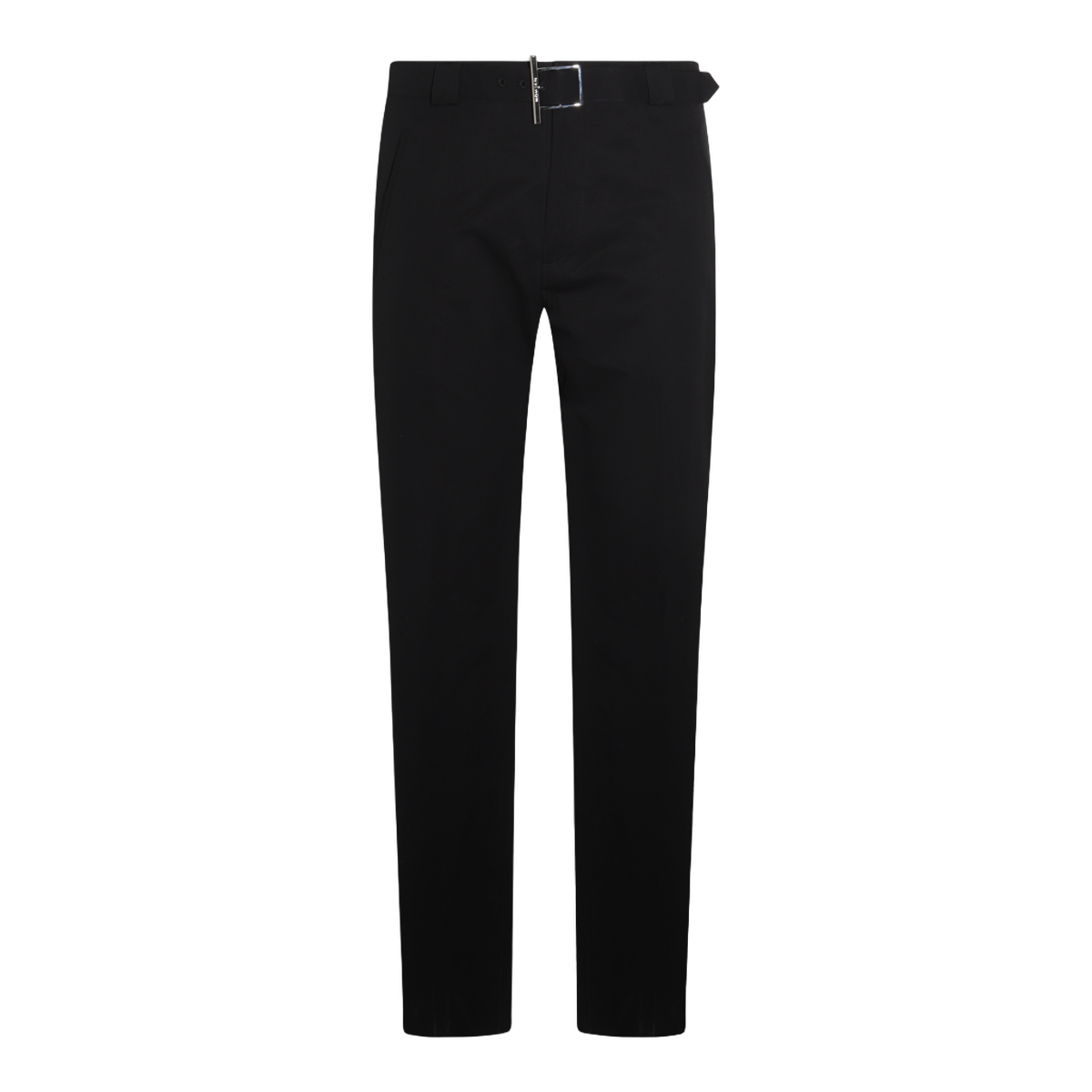 Tailored Black Trousers with Silver Buckle Detail
