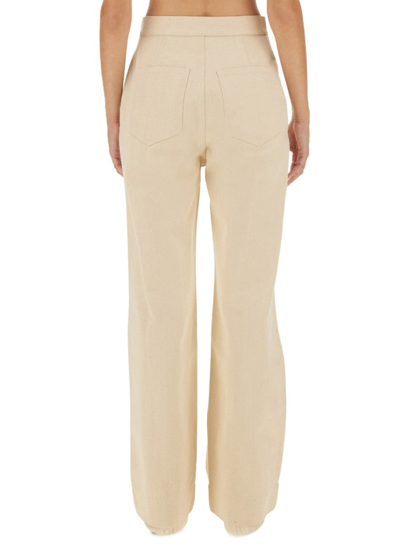 Regular-Fit Flared Pants With Classic Pockets