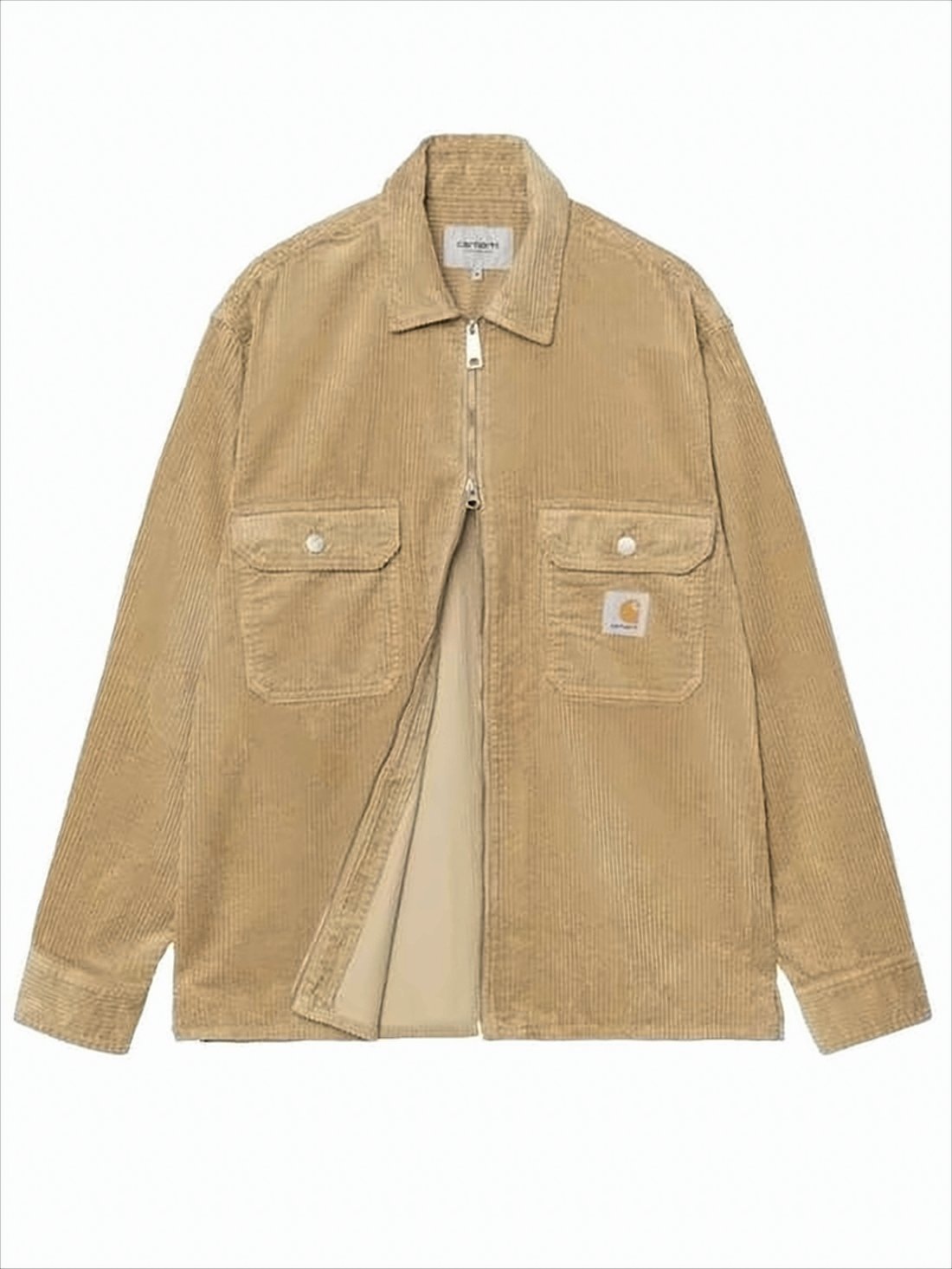 Brown Corduroy Jacket with Front Zipper Closure