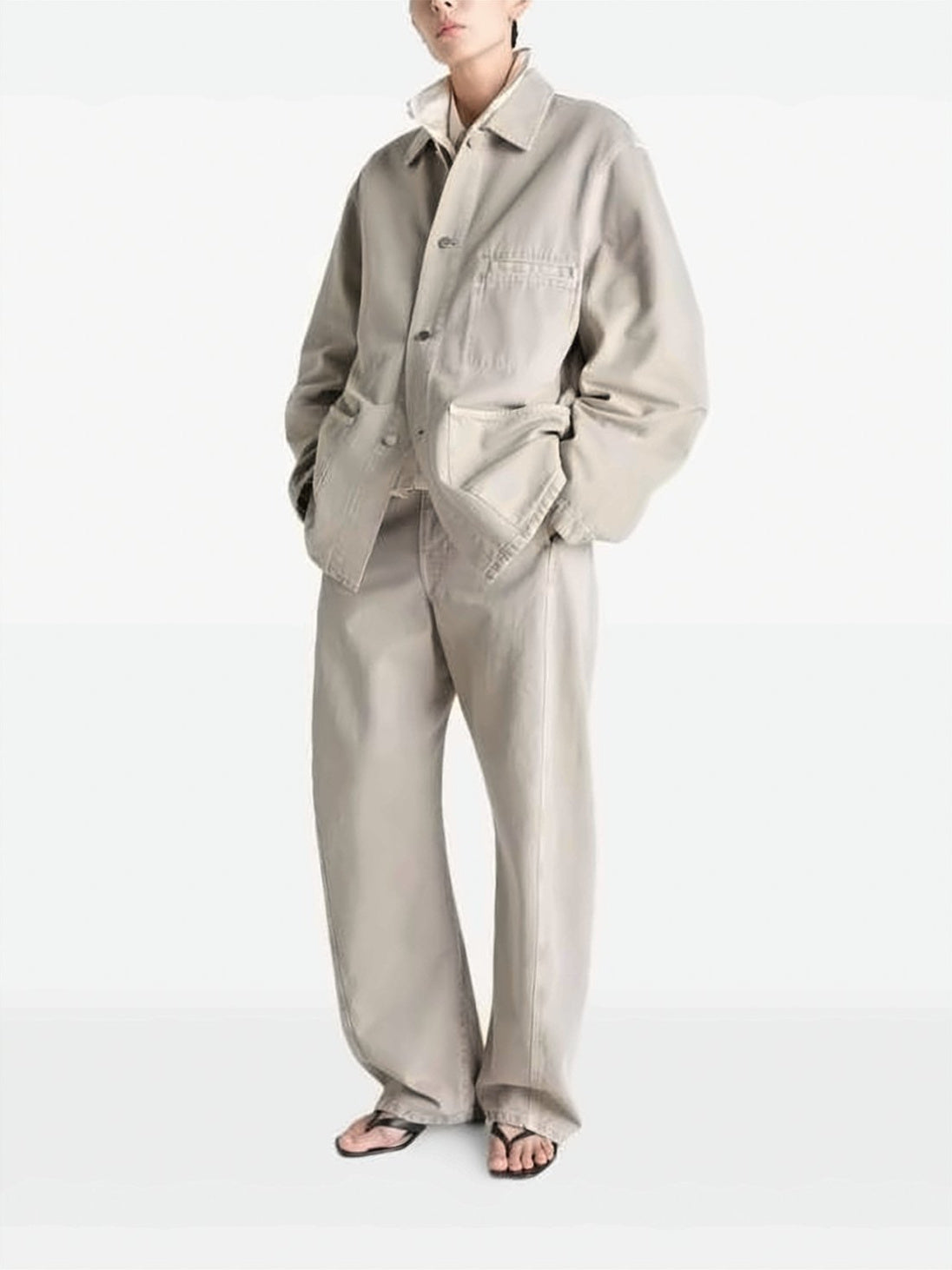 Beige Washed Cotton Patch Pocket Jacket