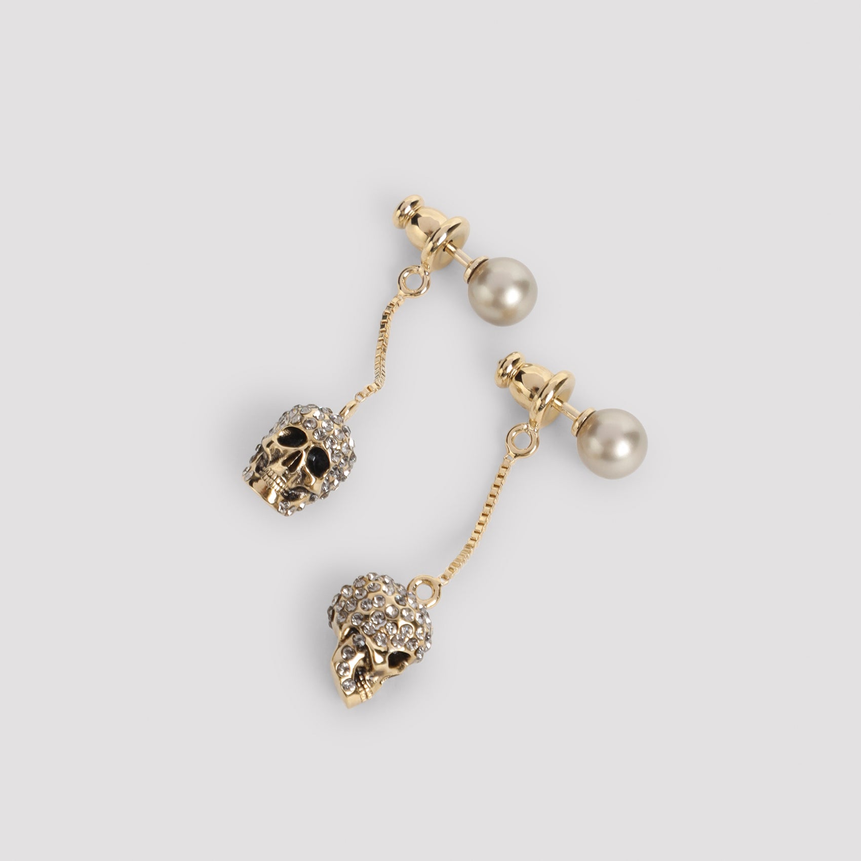 Gold Brass Earrings with Pearl Accent