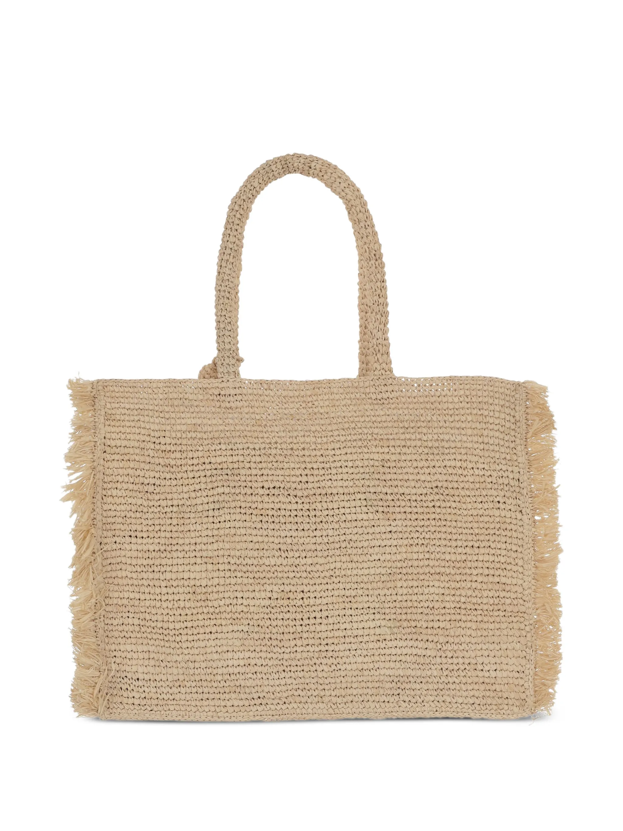 Rectangular Woven Tote Bag with Fringed Edges