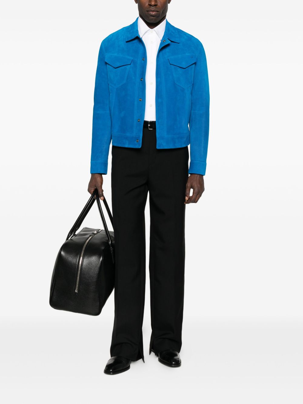 Tailored White Button-Up Shirt With Pointed Collar