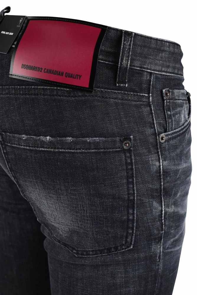 Slim-Fit Distressed Black Denim Jeans