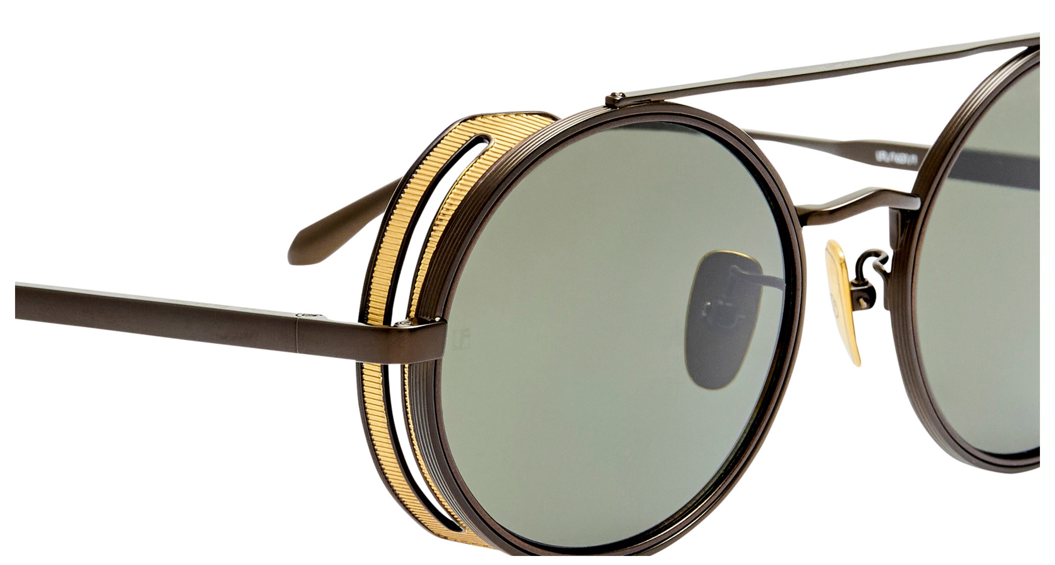 Lfl Large Round Titanium Sunglasses with Double Bridge Design