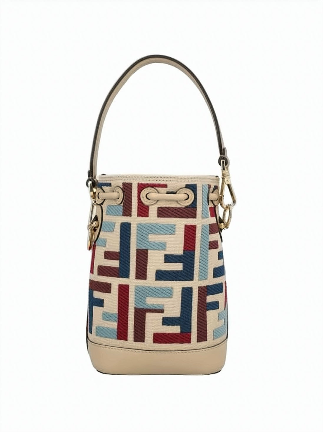 Mini Bucket Bag with Multicolor Geometric Pattern