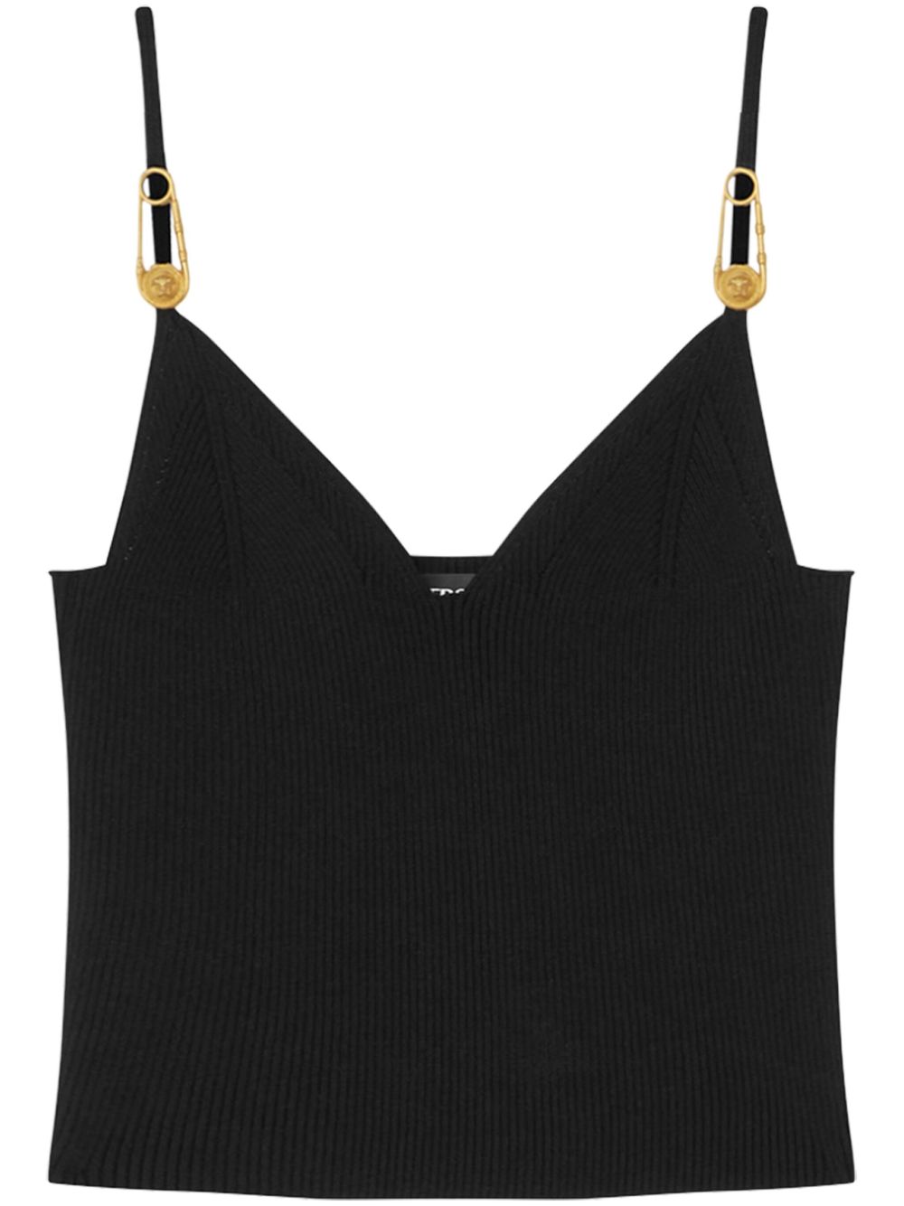 Ribbed Crop Top With Gold-Tone Hardware Accents
