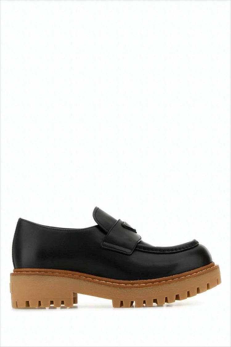 Chunky Sole Black Loafers With Elegant Strap Detail