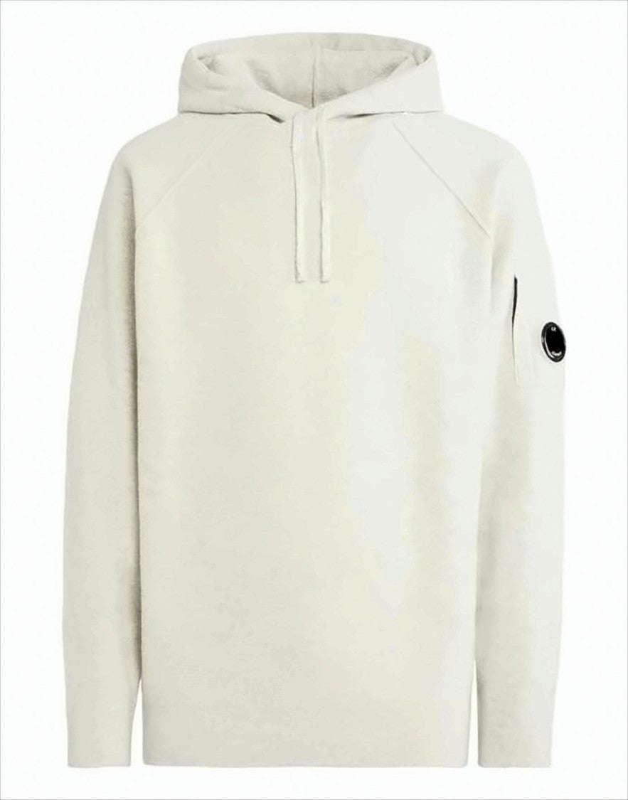 Minimalist Off-White Melange Hoodie With Unique Details