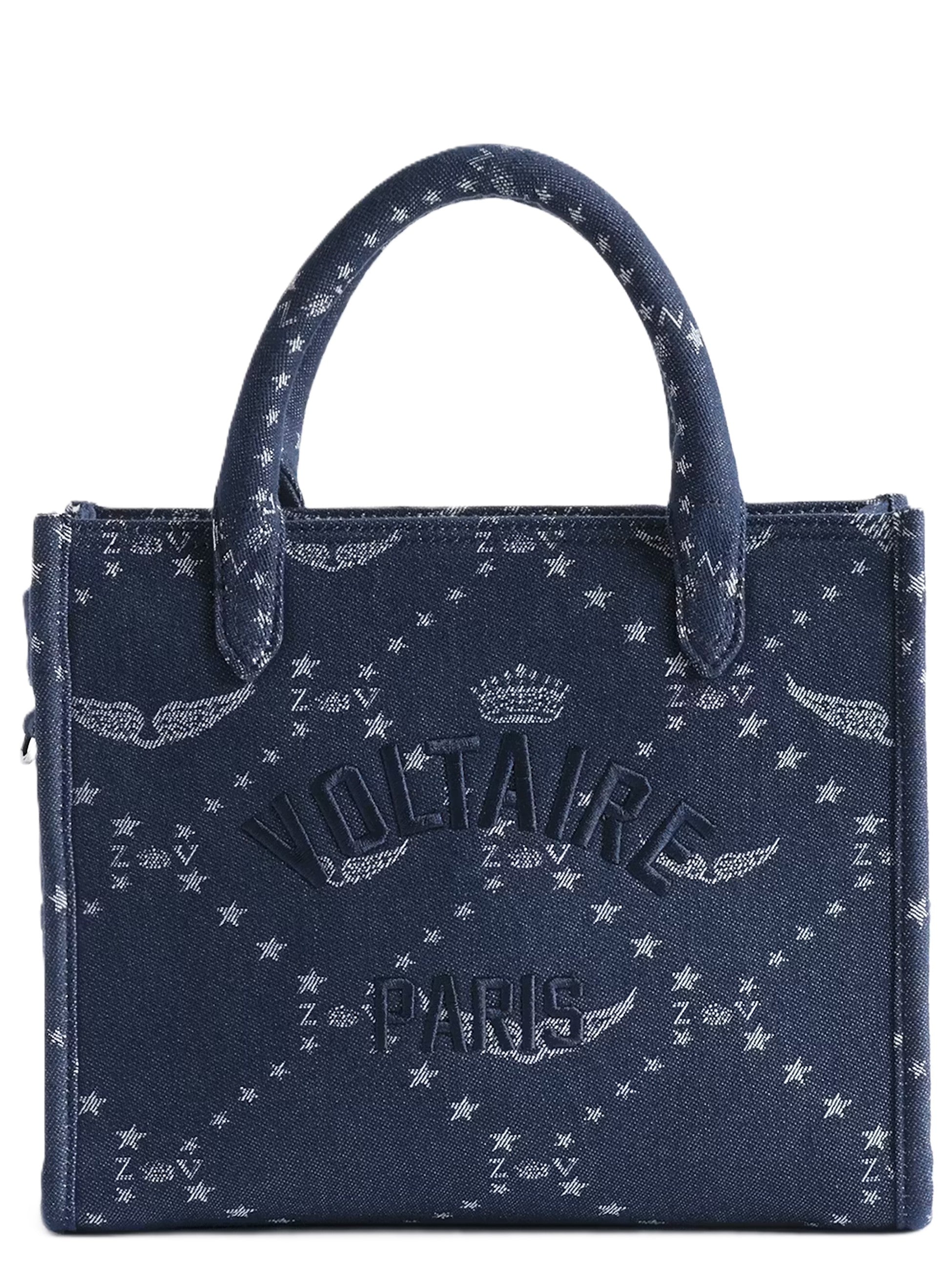 Structured Rectangular Handbag with Star and Wing Pattern