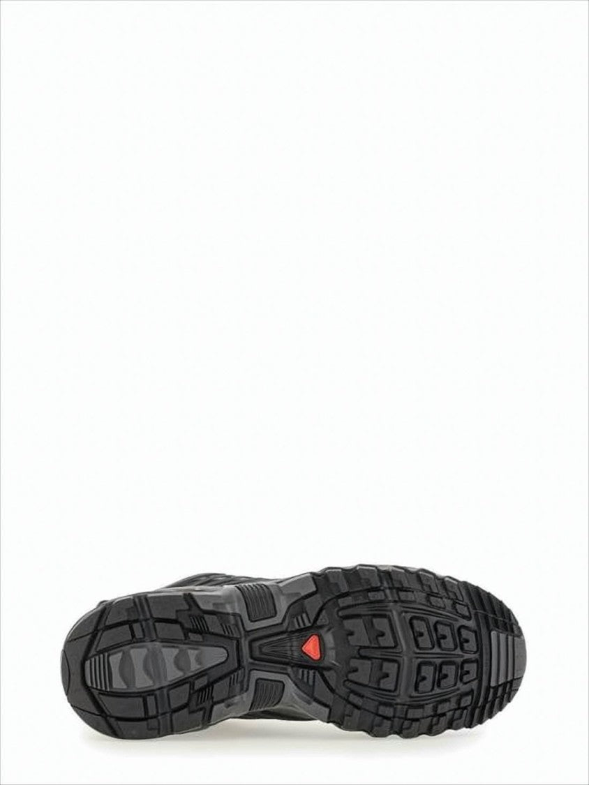 Sporty Rugged Black Sneakers With Unique Lacing System