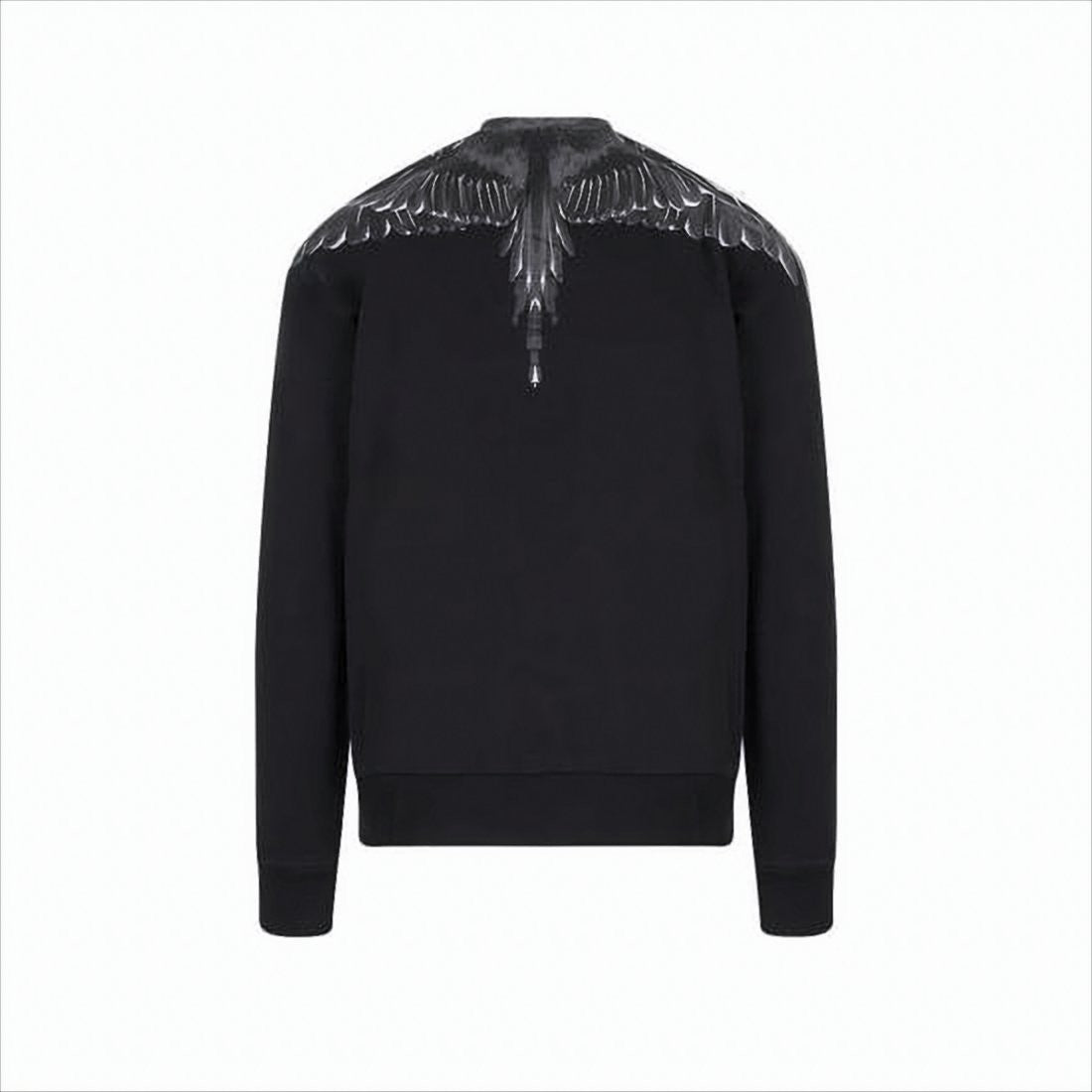 Black Sweatshirt with Intricate Feather Embellishments